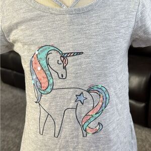 Falls Creek Gray Unicorn Tee with Sequins